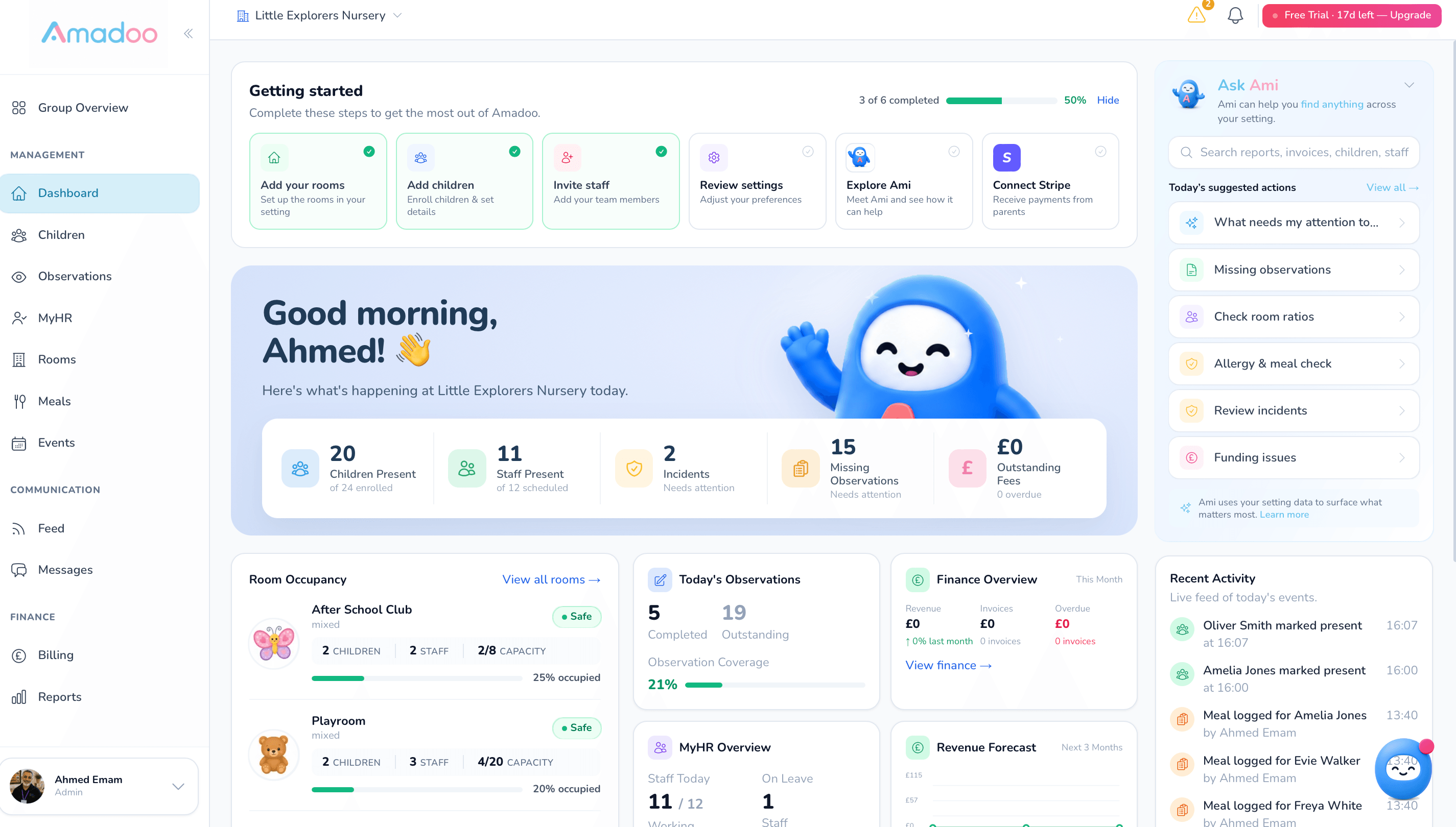Amadoo admin dashboard